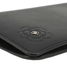 Load image into Gallery viewer, CHANEL Camellia Leather Long Bifold Wallet Black
