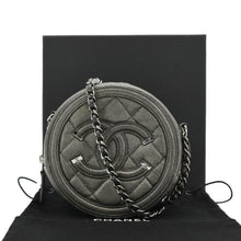 Load image into Gallery viewer, CHANEL Round Filigree Caviar Quilted Leather Crossbody Bag Black
