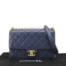 Load image into Gallery viewer, CHANEL Chic Pearls Flap Small Quilted Leather Shoulder Bag Navy Blue
