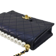 Load image into Gallery viewer, CHANEL Chic Pearls Flap Small Quilted Leather Shoulder Bag Navy Blue
