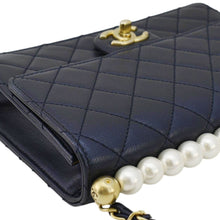 Load image into Gallery viewer, CHANEL Chic Pearls Flap Small Quilted Leather Shoulder Bag Navy Blue
