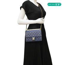 Load image into Gallery viewer, CHANEL Chic Pearls Flap Small Quilted Leather Shoulder Bag Navy Blue
