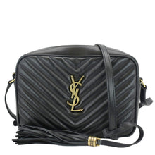 Load image into Gallery viewer, YVES SAINT LAURENT Lou Camera Chevron Leather Crossbody Bag Black
