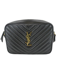Load image into Gallery viewer, YVES SAINT LAURENT Lou Camera Chevron Leather Crossbody Bag Black
