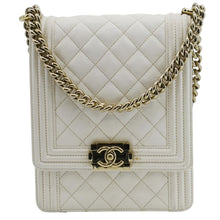 Load image into Gallery viewer, CHANEL North South Boy Quilted  Leather Crossbody Bag White
