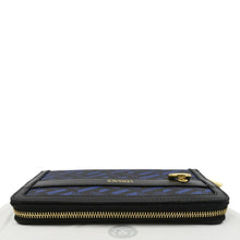 Load image into Gallery viewer, VERSACE  La Greca Coated Canvas Long Zip Wallet Blue
