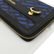 Load image into Gallery viewer, VERSACE  La Greca Coated Canvas Long Zip Wallet Blue
