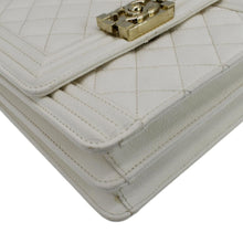 Load image into Gallery viewer, CHANEL North South Boy Quilted  Leather Crossbody Bag White
