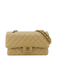 Load image into Gallery viewer, CHANEL Double Flap Medium Quilted Caviar Leather Shoulder Bag Cream
