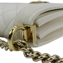 Load image into Gallery viewer, CHANEL North South Boy Quilted  Leather Crossbody Bag White
