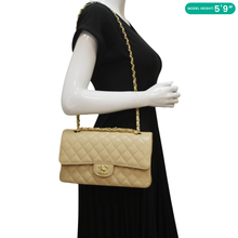 Load image into Gallery viewer, CHANEL Double Flap Medium Quilted Caviar Leather Shoulder Bag Cream
