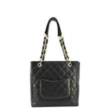 Load image into Gallery viewer, CHANEL Petite Quilted Caviar Leather Shopping Tote Shoulder Bag Black
