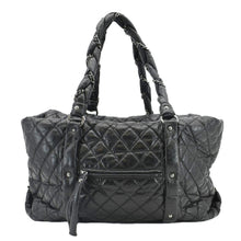 Load image into Gallery viewer, CHANEL Distressed Vintage Ligne Braid Calfskin Leather Tote Bag Black
