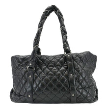 Load image into Gallery viewer, CHANEL Distressed Vintage Ligne Braid Calfskin Leather Tote Bag Black
