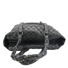 Load image into Gallery viewer, CHANEL Distressed Vintage Ligne Braid Calfskin Leather Tote Bag Black
