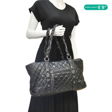 Load image into Gallery viewer, CHANEL Distressed Vintage Ligne Braid Calfskin Leather Tote Bag Black
