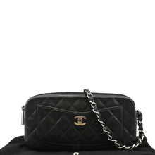 Load image into Gallery viewer, CHANEL Front Pocket Quilted Caviar Leather Chain Shoulder Bag Black
