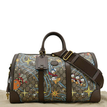 Load image into Gallery viewer, GUCCI Disney x Donald Duck GG Supreme Canvas Duffle Travel Bag Beige back look
