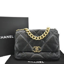 Load image into Gallery viewer, CHANEL 19 Flap Quilted Lambskin Leather Shoulder Bag Black
