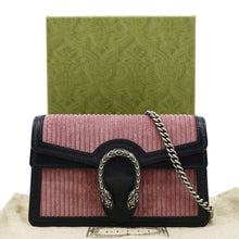 Load image into Gallery viewer, GUCCI Dionysus Mini Corduroy Crossbody Bag Pink front chain
