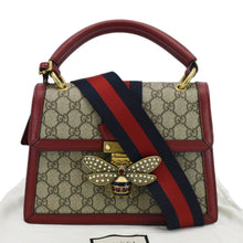 Load image into Gallery viewer, GUCCI Queen Margaret Bee GG Supreme Canvas Shoulder Bag Red 476541
