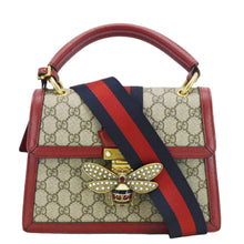 Load image into Gallery viewer, GUCCI Queen Margaret Bee GG Supreme Canvas Shoulder Bag Red 476541
