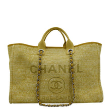 Load image into Gallery viewer, CHANEL Deauville Tweed Canvas Shopping Tote Shoulder Bag Yellow front look
