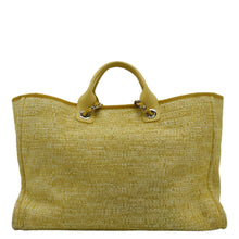 Load image into Gallery viewer, CHANEL Deauville Tweed Canvas Shopping Tote Shoulder Bag Yellow back look
