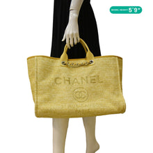 Load image into Gallery viewer, CHANEL Deauville Tweed Canvas Shopping Tote Shoulder Bag Yellow dummy look
