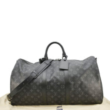 Load image into Gallery viewer, LOUIS VUITTON Keepall 55 Bandouliere Monogram Eclipse Travel Bag Black
