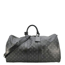 Load image into Gallery viewer, LOUIS VUITTON Keepall 55 Bandouliere Monogram Eclipse Travel Bag Black
