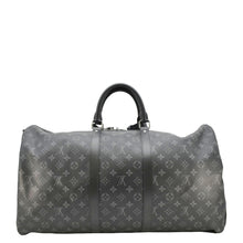 Load image into Gallery viewer, LOUIS VUITTON Keepall 55 Bandouliere Monogram Eclipse Travel Bag Black
