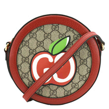 Load image into Gallery viewer, GUCCI Ophidia Apple Round GG Supreme Monogram Canvas Crossbody Bag Red 625216
