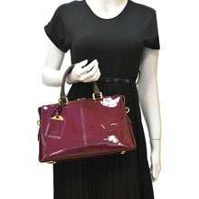 Load image into Gallery viewer, LOUIS VUITTON Miroir Patent Leather Tote Shoulder Bag Burgundy
