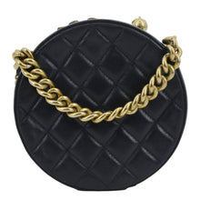 Load image into Gallery viewer, CHANEL Navy Glazed Round As Earth Leather Crossbody Bag with back view
