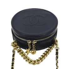 Load image into Gallery viewer, CHANEL Navy Glazed Round As Earth Leather Crossbody Bag with land scape view
