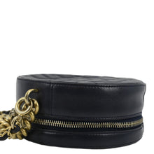 Load image into Gallery viewer, CHANEL Navy Glazed Round As Earth Leather Crossbody Bag with right side chain view
