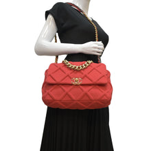 Load image into Gallery viewer, CHANEL 19 Flap Quitled Jersey Lambskin Shoulder Bag Red
