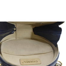 Load image into Gallery viewer, CHANEL Navy Glazed Round As Earth Leather Crossbody Bag  with in side view 
