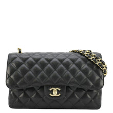 Load image into Gallery viewer, CHANEL Classic Jumbo Double Flap Quilted Caviar Leather Shoulder Bag Black
