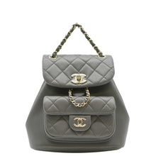 Load image into Gallery viewer, CHANEL Gray leather bucket bag with gold chain strap
