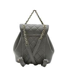 Load image into Gallery viewer, CHANEL Gray quilted leather backpack with gold chain handle
