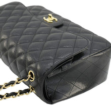 Load image into Gallery viewer, CHANEL Classic Jumbo Double Flap Quilted Caviar Leather Shoulder Bag Black
