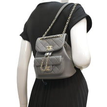 Load image into Gallery viewer, CHANEL Gray leather bucket bag with gold chain 
