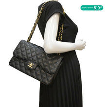 Load image into Gallery viewer, CHANEL  Classic Double Flap Jumbo Quilted Caviar Leather Shoulder Bag Black
