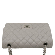 Load image into Gallery viewer, CHANEL Classic Double Flap Medium Quilted Caviar Leather Shoulder Bag White upper look
