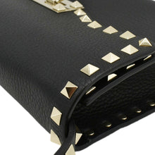 Load image into Gallery viewer, VALENTINO Rockstud Flip Lock Leather Shoulder Bag Black
