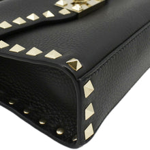 Load image into Gallery viewer, VALENTINO Rockstud Flip Lock Leather Shoulder Bag Black
