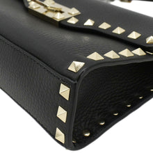 Load image into Gallery viewer, VALENTINO Rockstud Flip Lock Leather Shoulder Bag Black
