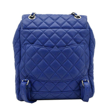 Load image into Gallery viewer, CHANEL Urban Spirit Quilted Leather Backpack Bag Blue back look
